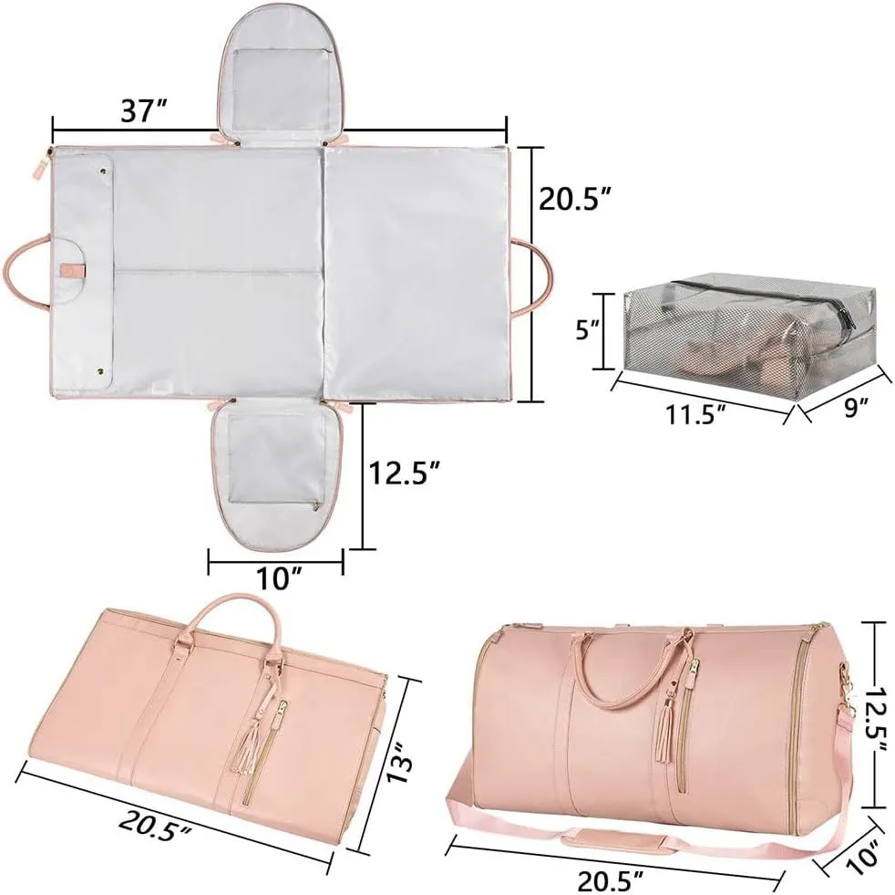 Emmafy Travel Bags for Women,Convertible Garment Duffle Bags for Travel, 2 in 1 Hanging Suitcase Suit Foldable Travel Duffel Bags (C)