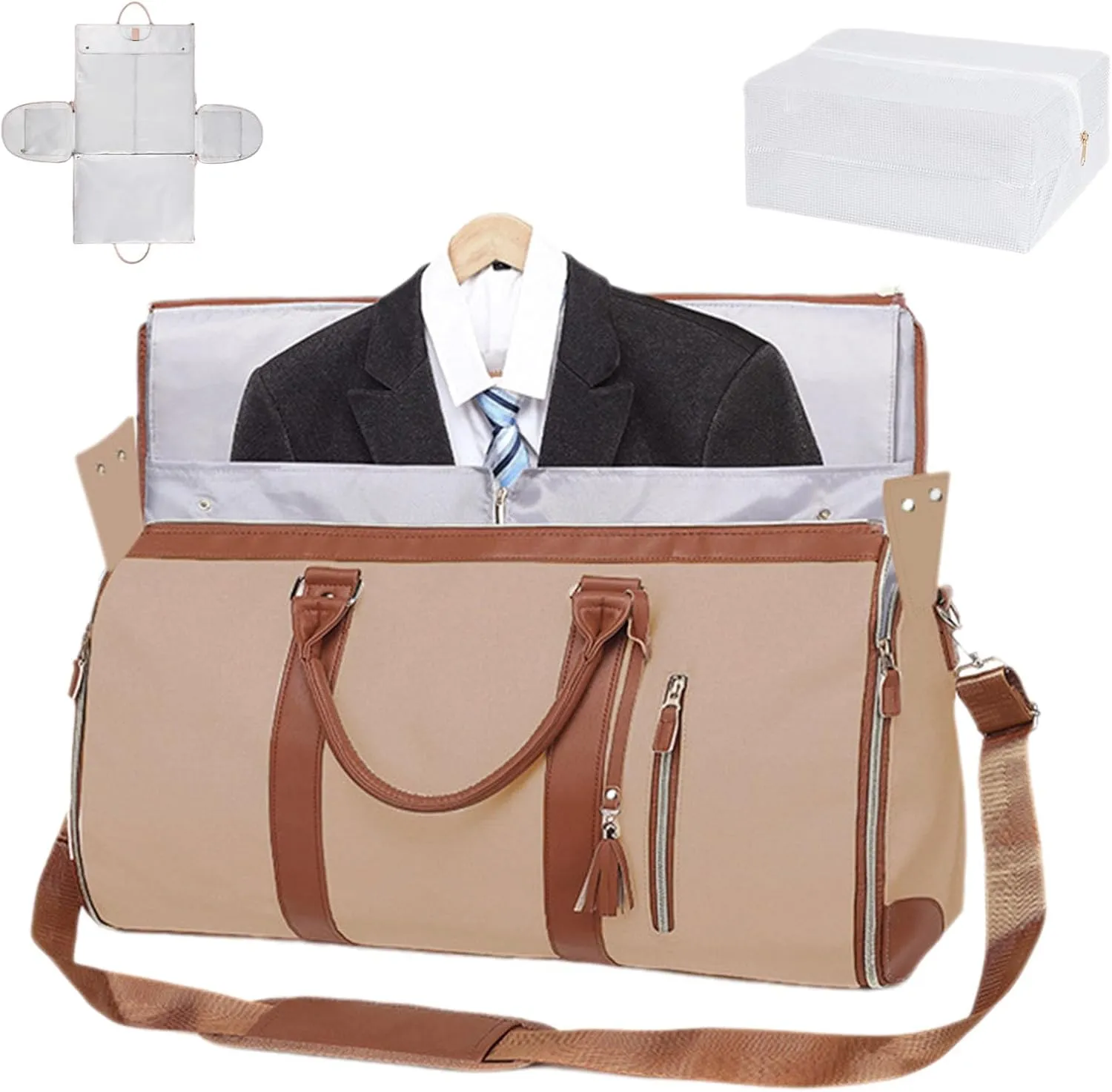 Emmafy Travel Bags for Women,Convertible Garment Duffle Bags for Travel, 2 in 1 Hanging Suitcase Suit Foldable Travel Duffel Bags (H)