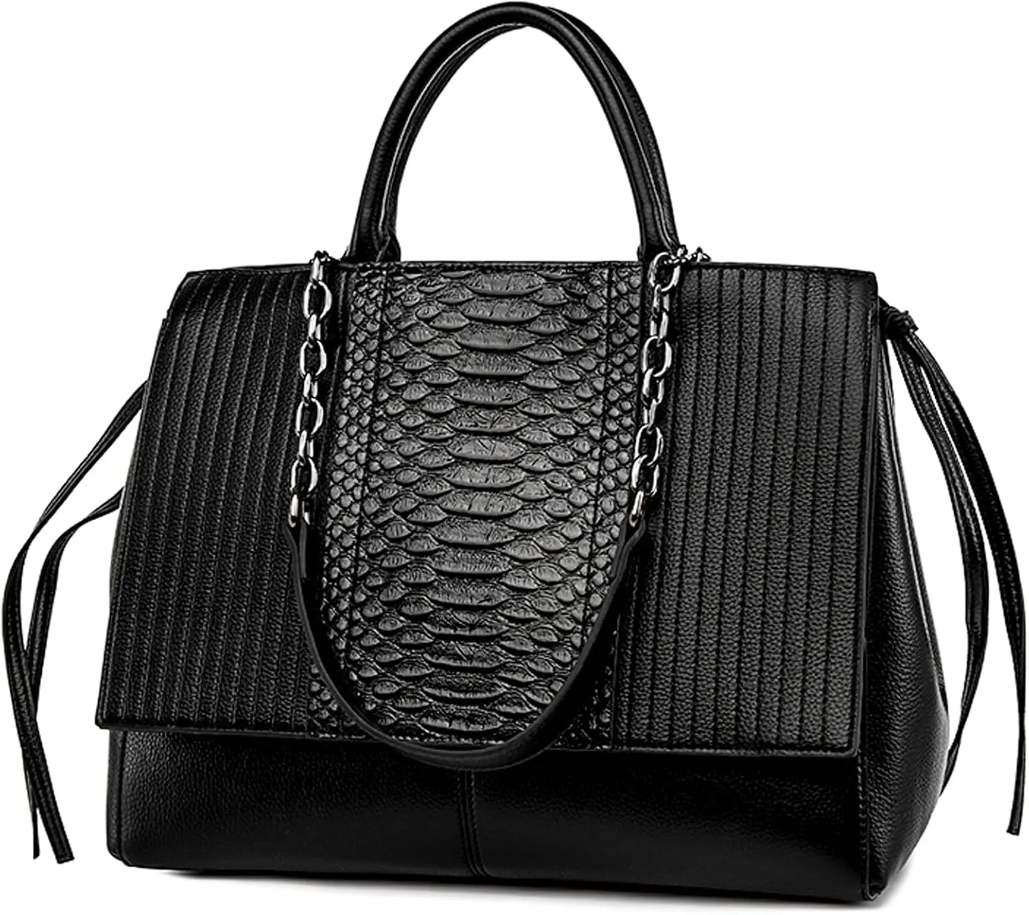 Eslcorri Women Top Handle Tote Bags Crocodile Ladies Satchel Chain Purse Medium Shoulder Handbag PU Leather Elegant Hobo Bag