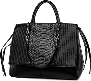 Eslcorri Women Top Handle Tote Bags Crocodile Ladies Satchel Chain Purse Medium Shoulder Handbag PU Leather Elegant Hobo Bag