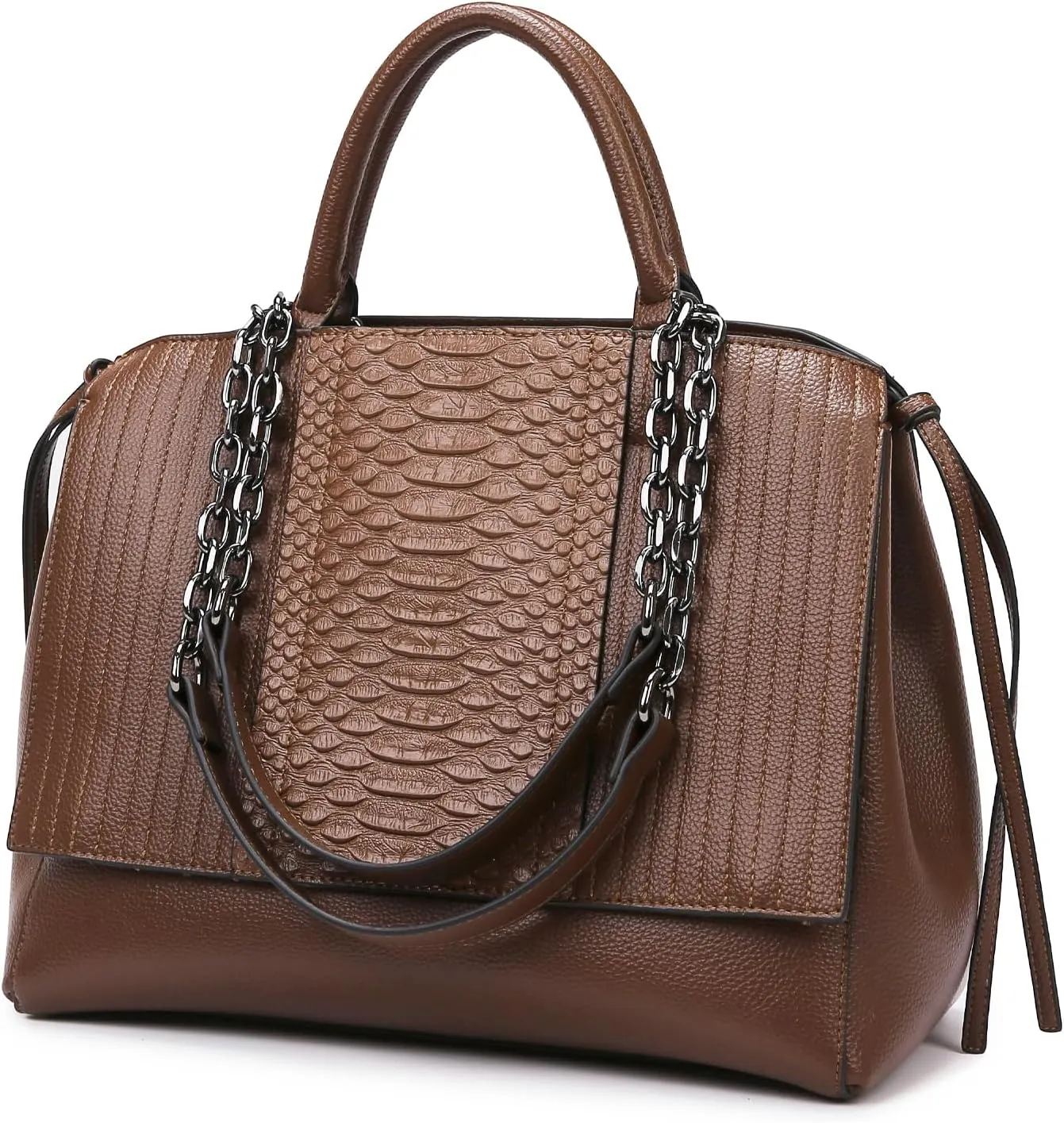 Eslcorri Women Top Handle Tote Bags Crocodile Ladies Satchel Chain Purse Medium Shoulder Handbag PU Leather Elegant Hobo Bag