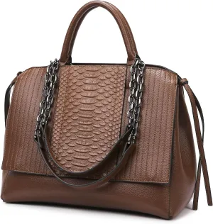 Eslcorri Women Top Handle Tote Bags Crocodile Ladies Satchel Chain Purse Medium Shoulder Handbag PU Leather Elegant Hobo Bag
