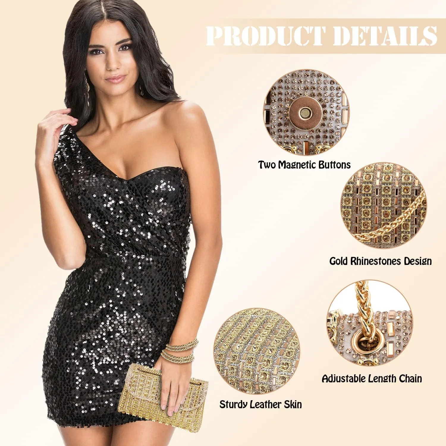 Evening Bag Clutch Purses for Women Shoulder Bag Crossbody Bag Purses Handbag Crystals Rhinestone Clutch Purse