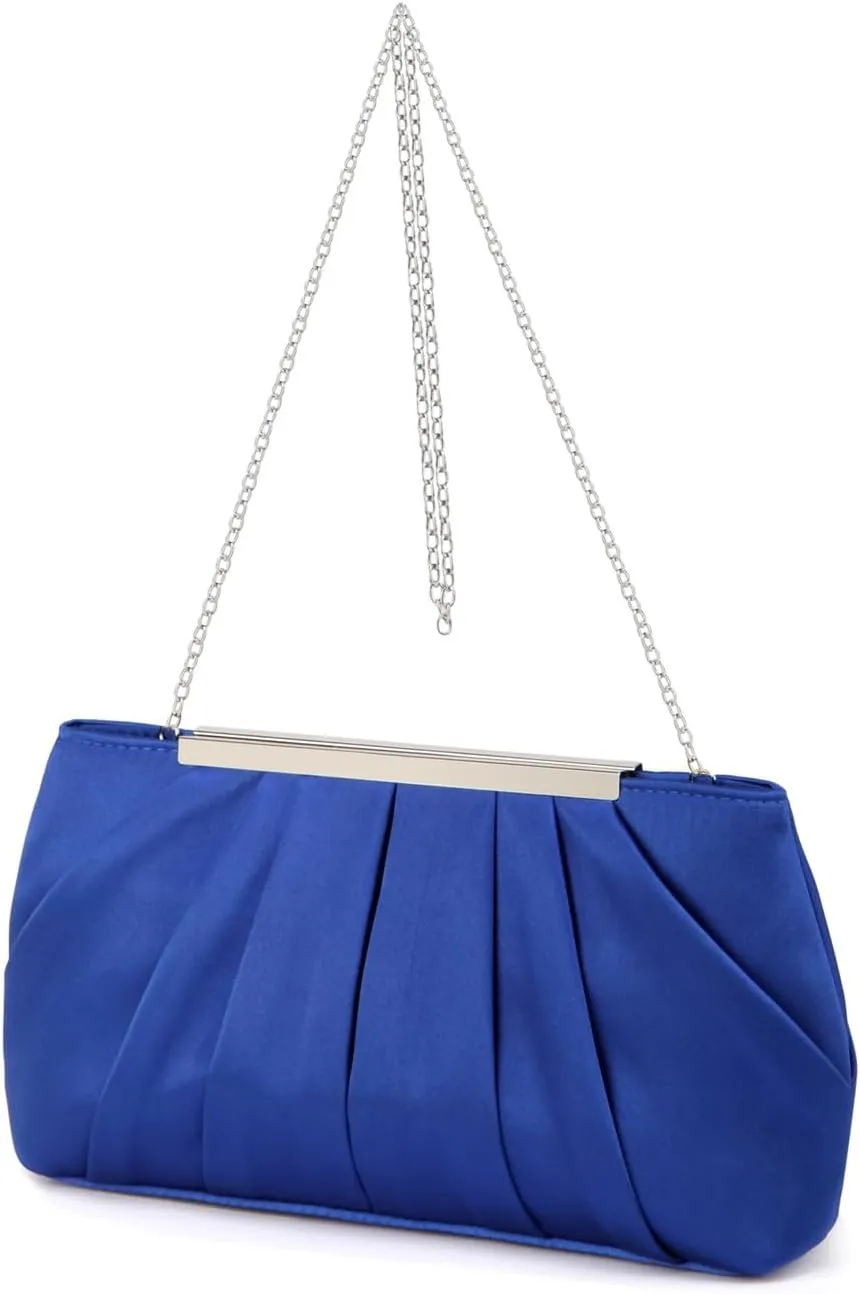 Evening Bag Formal Lady Purse Party Banquet Wedding Clutch Handbag for Girl Women Pleated Shoulder Bag with Chain