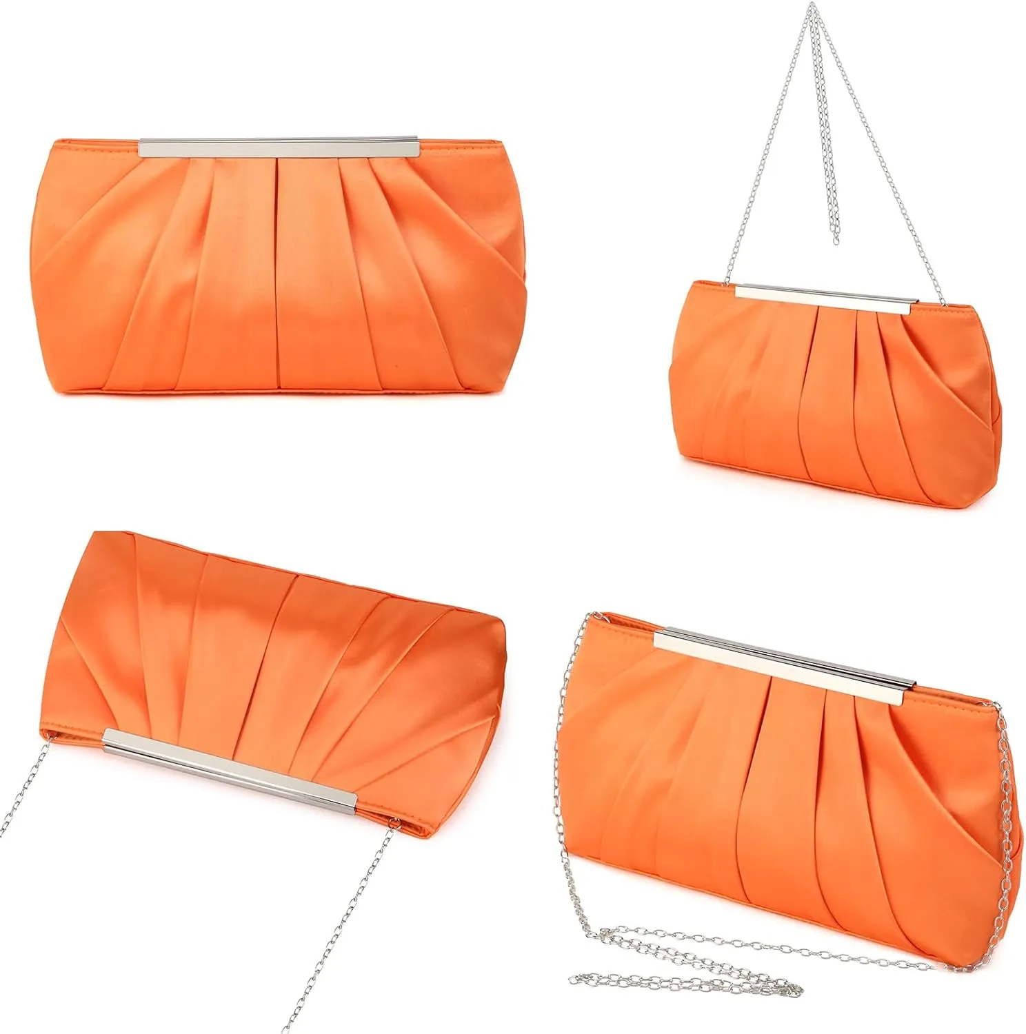 Evening Bag Formal Lady Purse Party Banquet Wedding Clutch Handbag for Girl Women Pleated Shoulder Bag with Chain