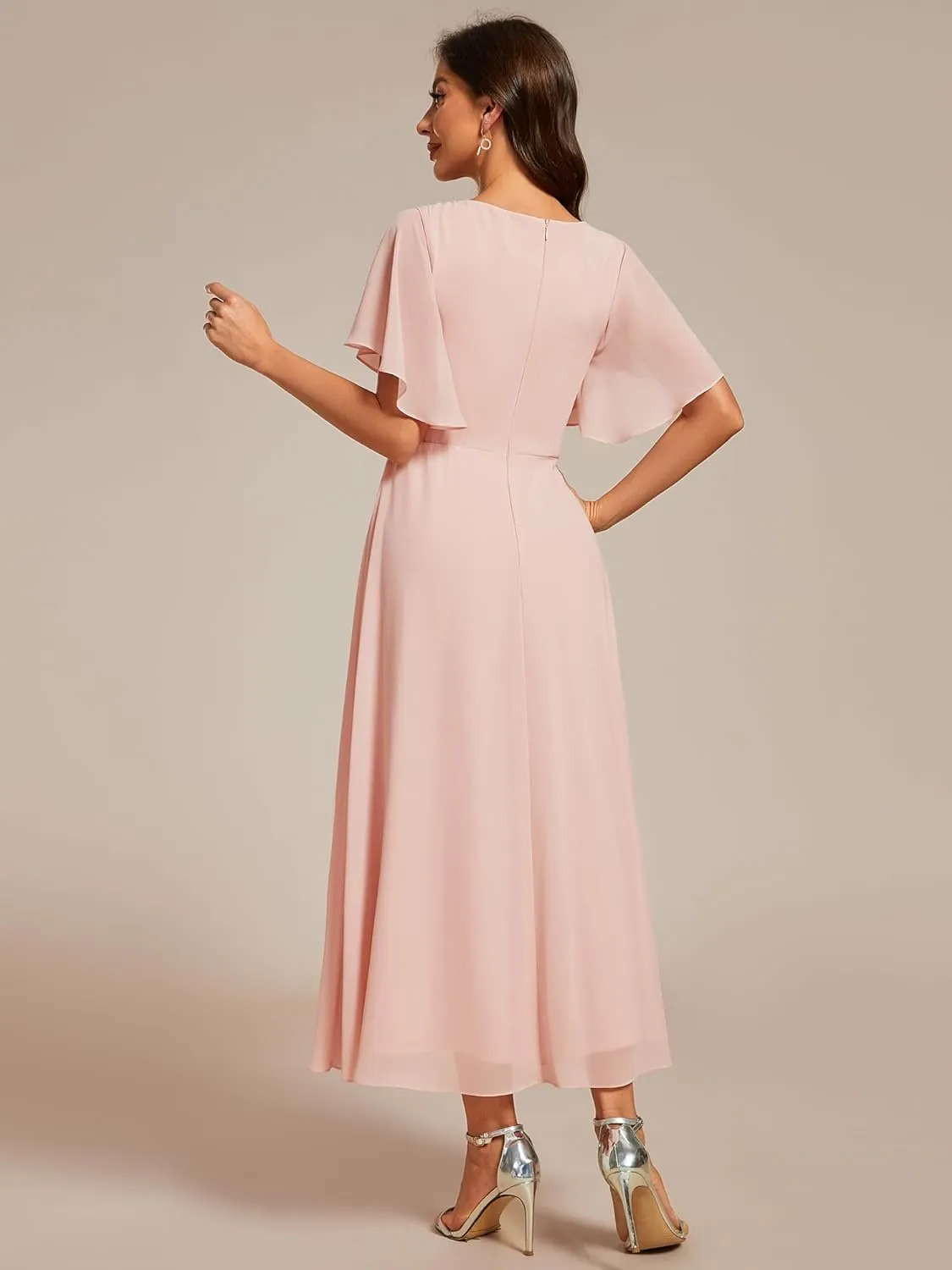 Ever-Pretty Women's Cocktail Dresses V Neck A-Line Elastic High Waist Wedding Guest Evening Party Maxi Dress 02093