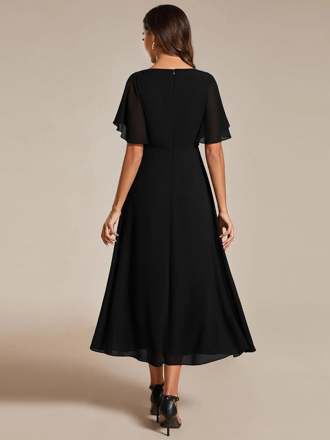 Ever-Pretty Women's Cocktail Dresses V Neck A-Line Elastic High Waist Wedding Guest Evening Party Maxi Dress 02093