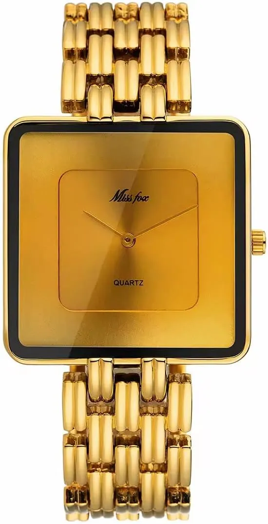 FANMIS Men's Classic Square Quartz Wrist Watch Minimalist Gold Watch Business Waterproof Watches Stylish Design with Classic Timekeeping