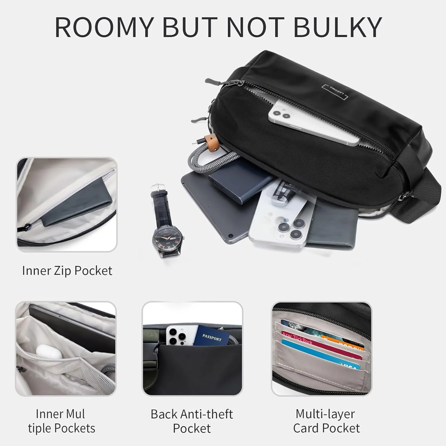 Fanny Pack Crossbody Bag for Women and Men, Waterproof Sling Bag with Adjustable Strap, Fashion Waist Pack for Traveling Hiking