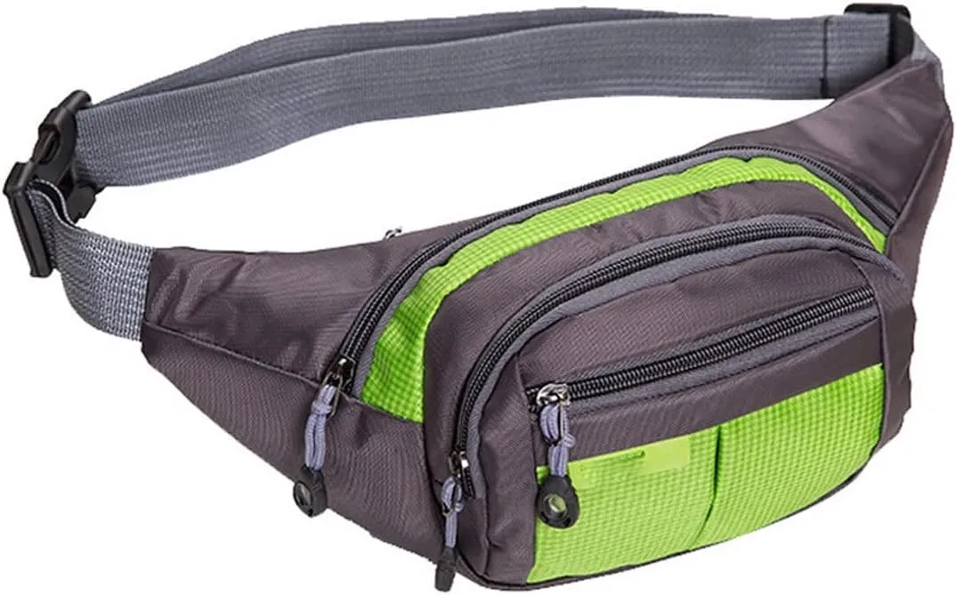 Fanny Pack Men's Nylon Portable Waist Bags Women's Outdoor Sports Waist Bags Waterproof Waist Bag (Green)