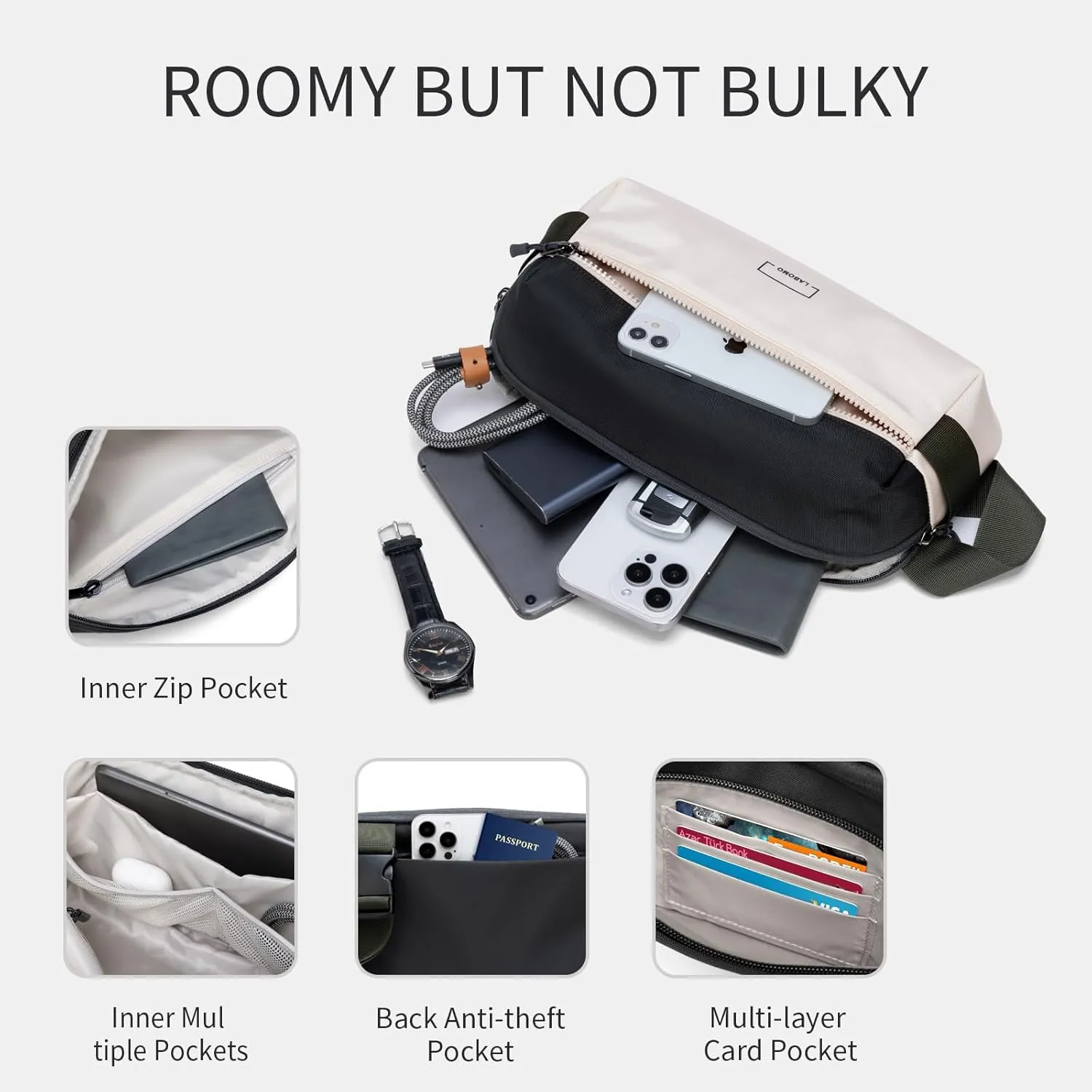 Fanny Pack Sling Bag for Men and Women, Water-resistant Crossbody Bag with Adjustable Strap, Fashion Waist Pack for Traveling Hiking