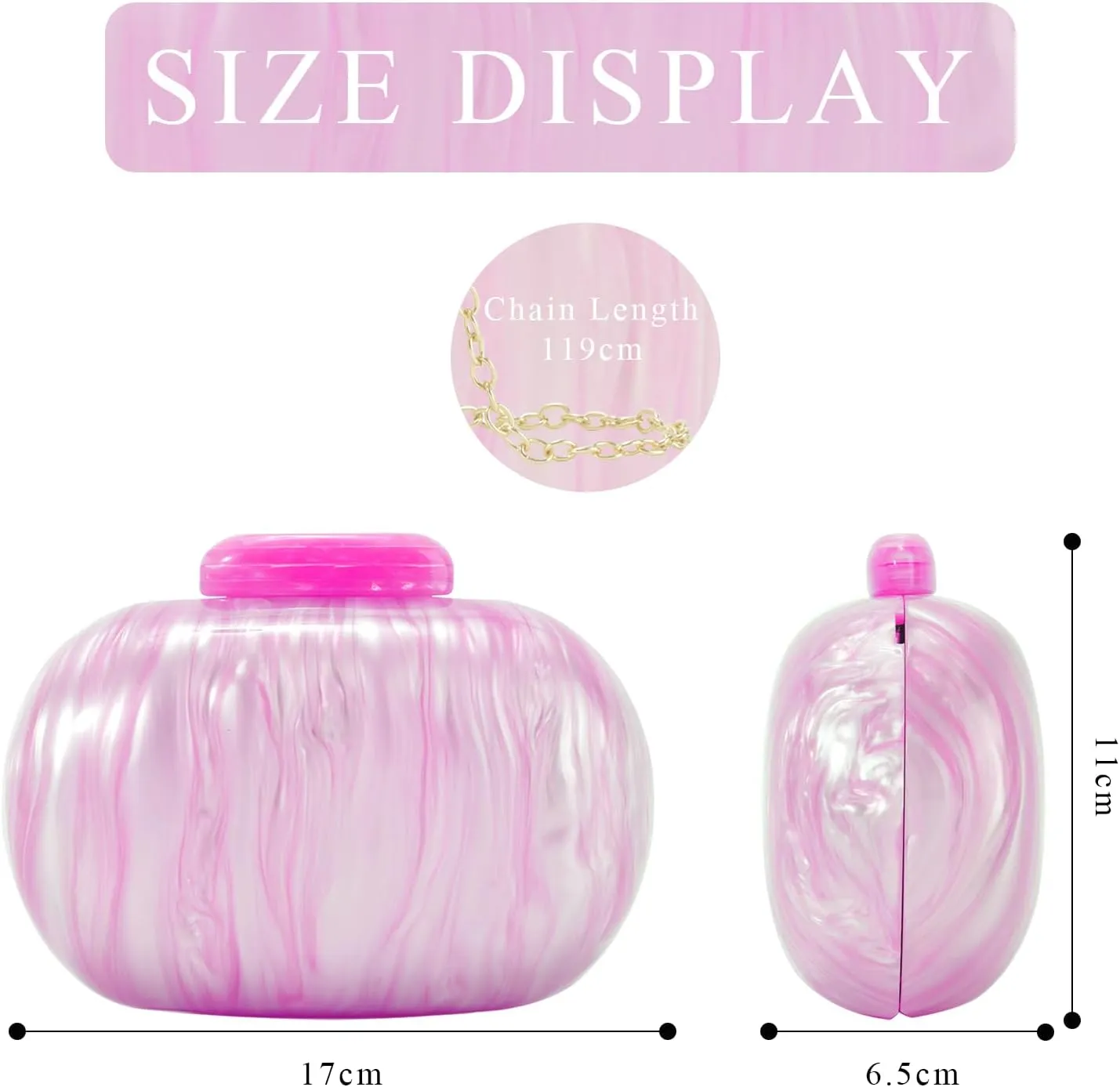 Fecialy Acrylic Clutch Purse for Women Marble Handbags Shell Shape Crossbody Bag Chic Evening Bag for Wedding Party