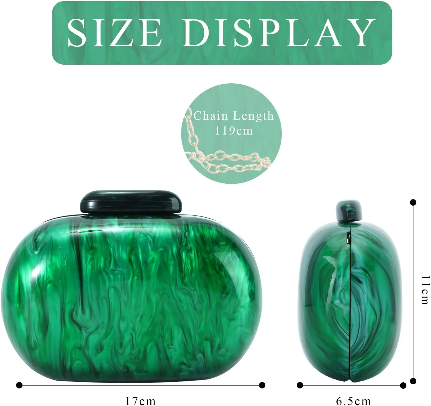 Fecialy Acrylic Clutch Purse for Women Marble Handbags Shell Shape Crossbody Bag Chic Evening Bag for Wedding Party