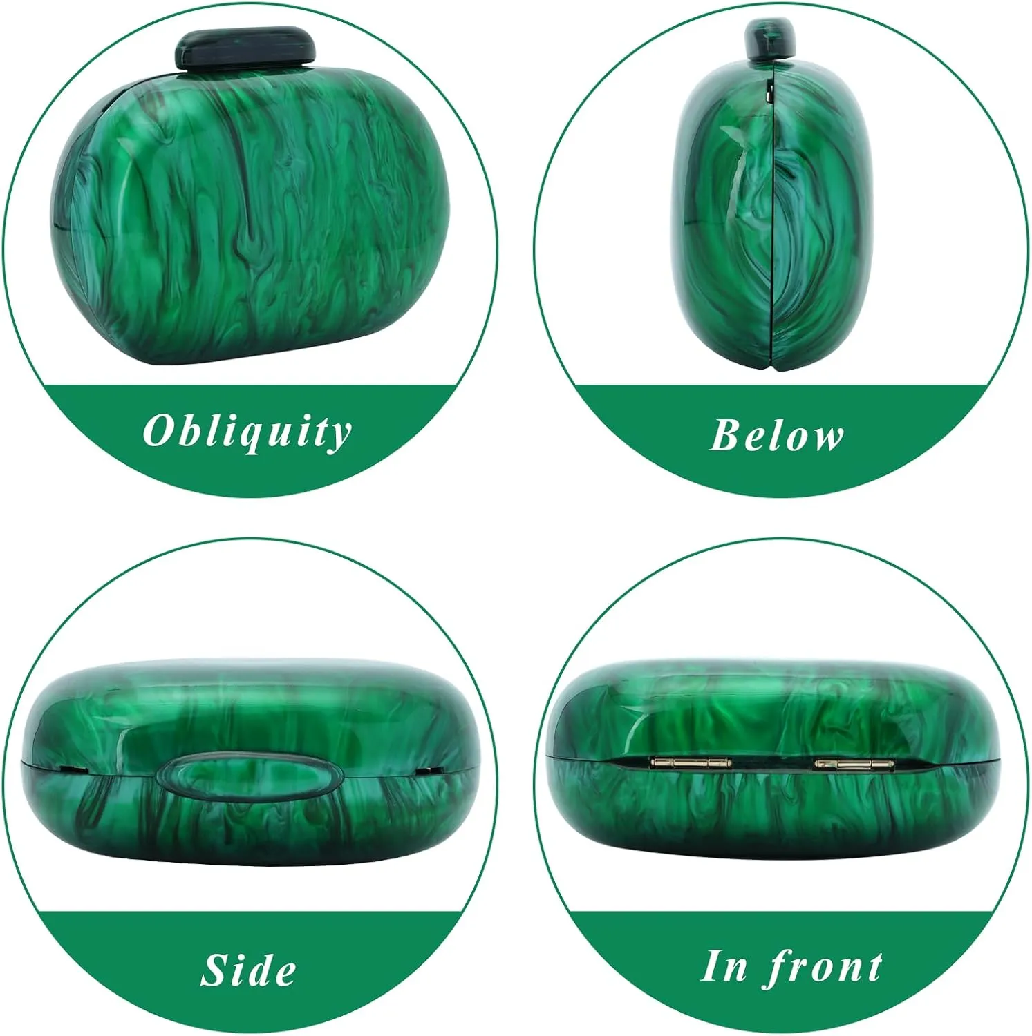 Fecialy Acrylic Clutch Purse for Women Marble Handbags Shell Shape Crossbody Bag Chic Evening Bag for Wedding Party