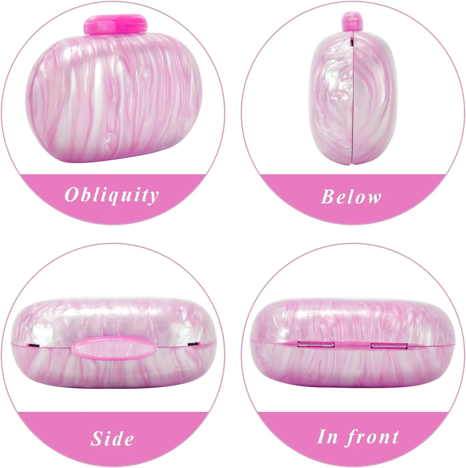 Fecialy Acrylic Clutch Purse for Women Marble Handbags Shell Shape Crossbody Bag Chic Evening Bag for Wedding Party