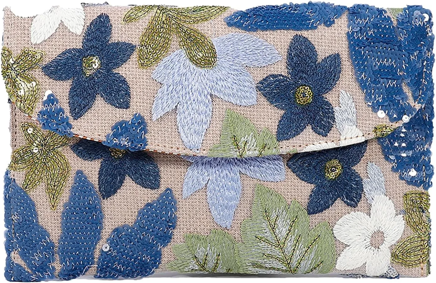 Floral Clutch Purse Sequin Embroidery Envelope Evening Bag