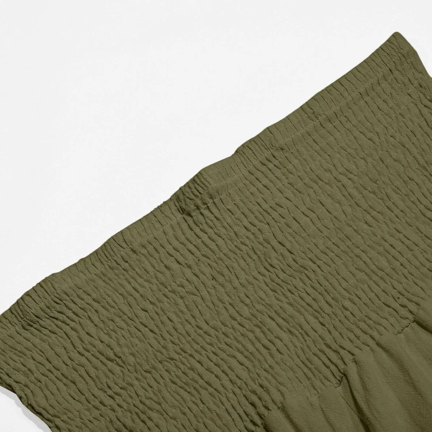 Flowy Linen Pants Women Baggy Wide Leg Ruffle Hem Palazzo Trousers Smocked Elastic Waist Summer Beach Vacation Sweatpants
