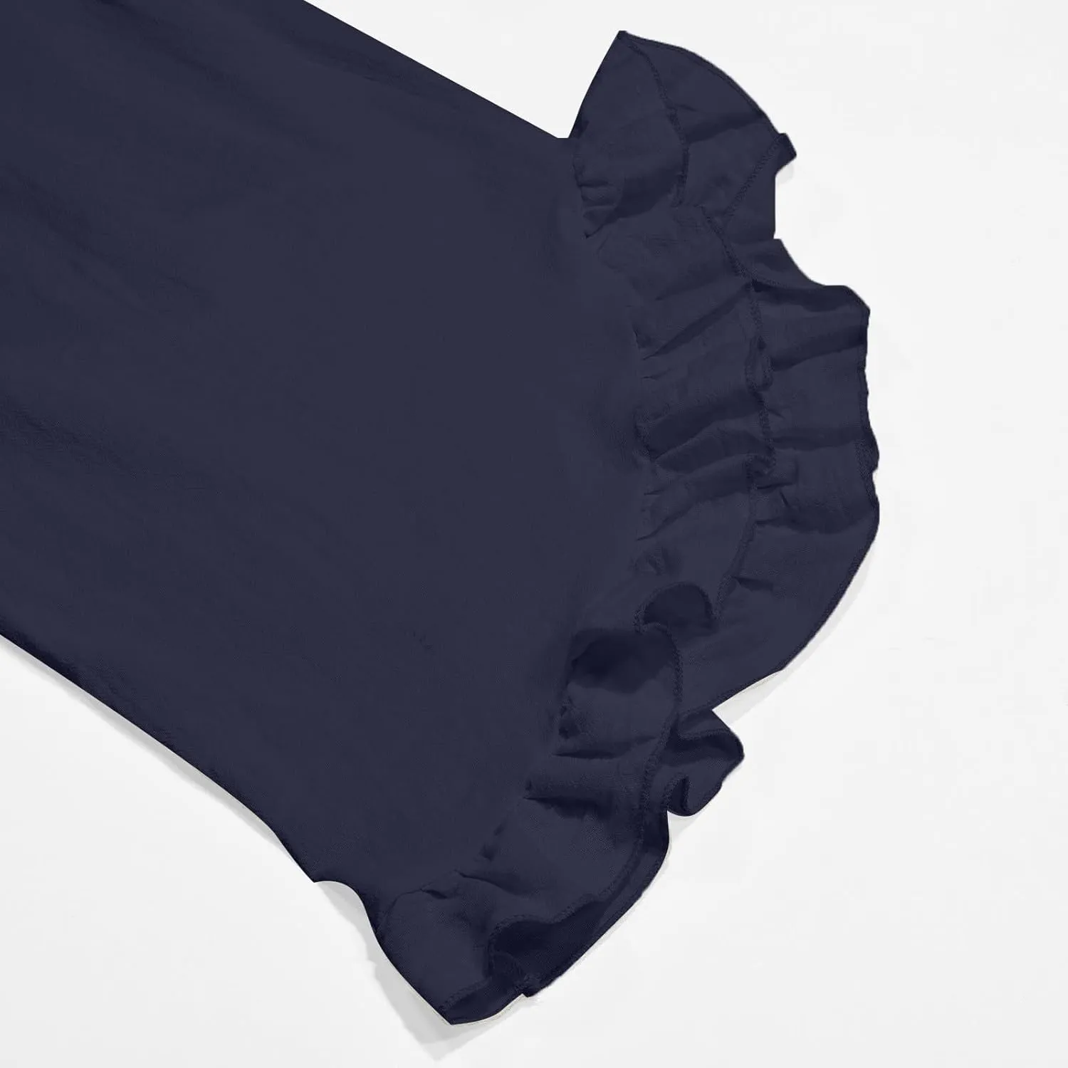 Flowy Linen Pants Women Baggy Wide Leg Ruffle Hem Palazzo Trousers Smocked Elastic Waist Summer Beach Vacation Sweatpants