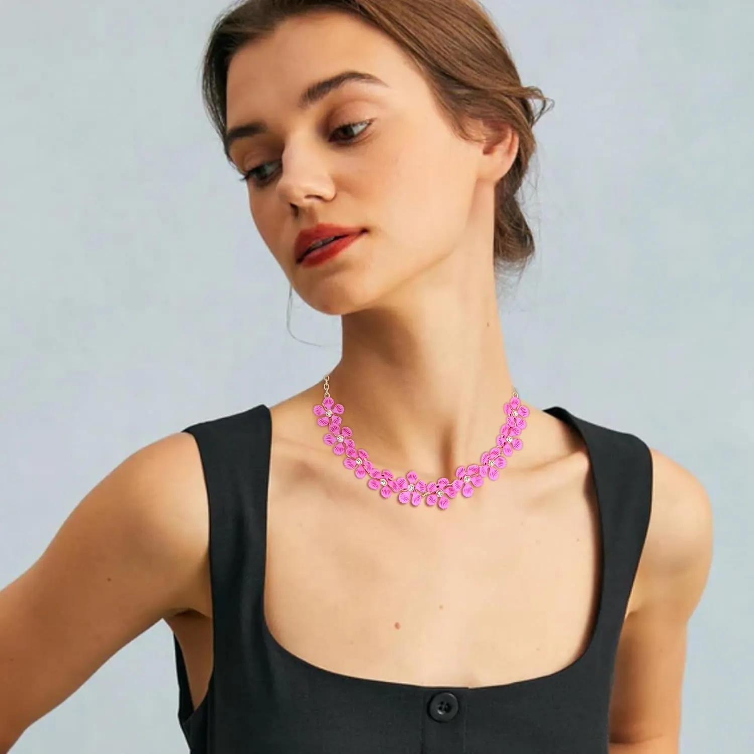 Flyonce Boho Flower Necklace Summer Beach Statement Floral Bib Collar Chokers Necklaces Flowers Jewelry for Women