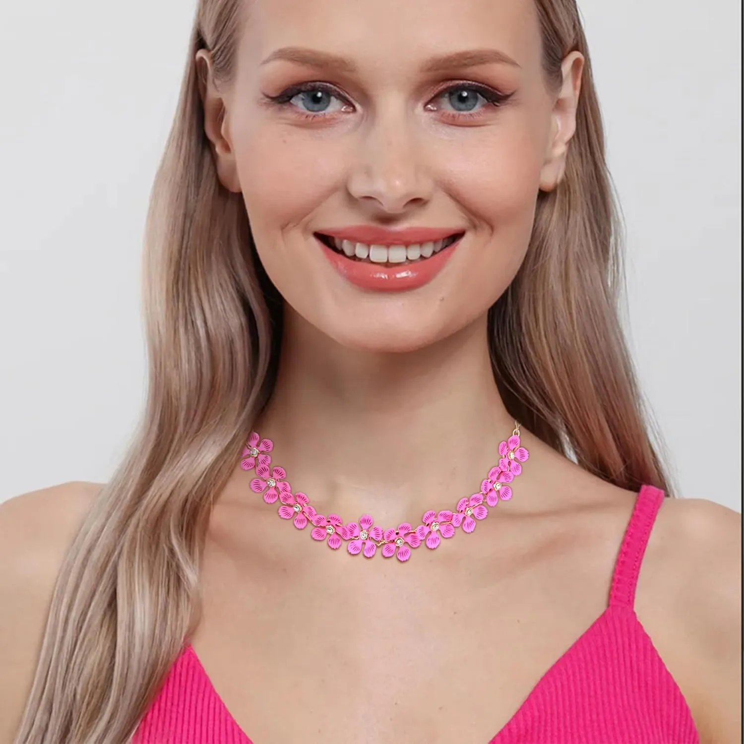 Flyonce Boho Flower Necklace Summer Beach Statement Floral Bib Collar Chokers Necklaces Flowers Jewelry for Women