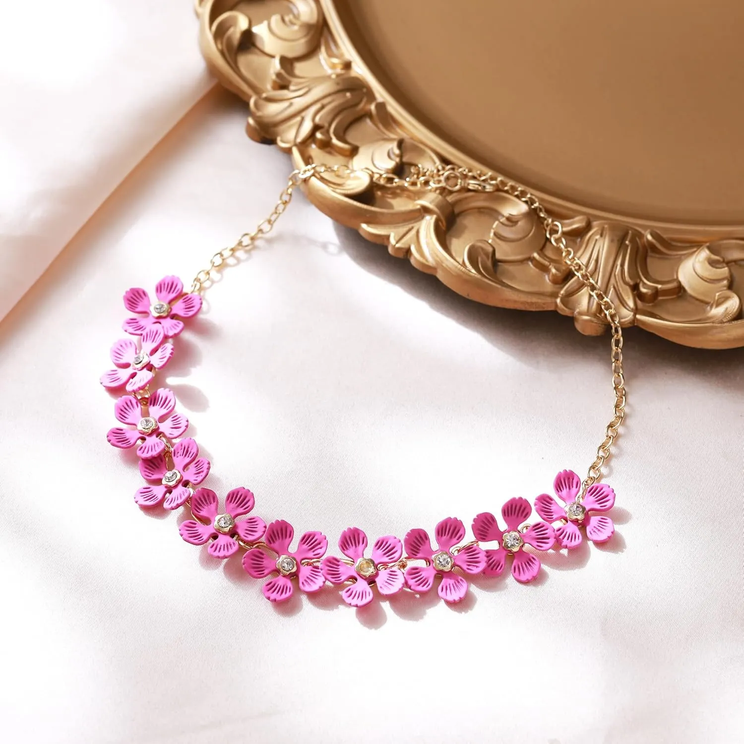 Flyonce Boho Flower Necklace Summer Beach Statement Floral Bib Collar Chokers Necklaces Flowers Jewelry for Women