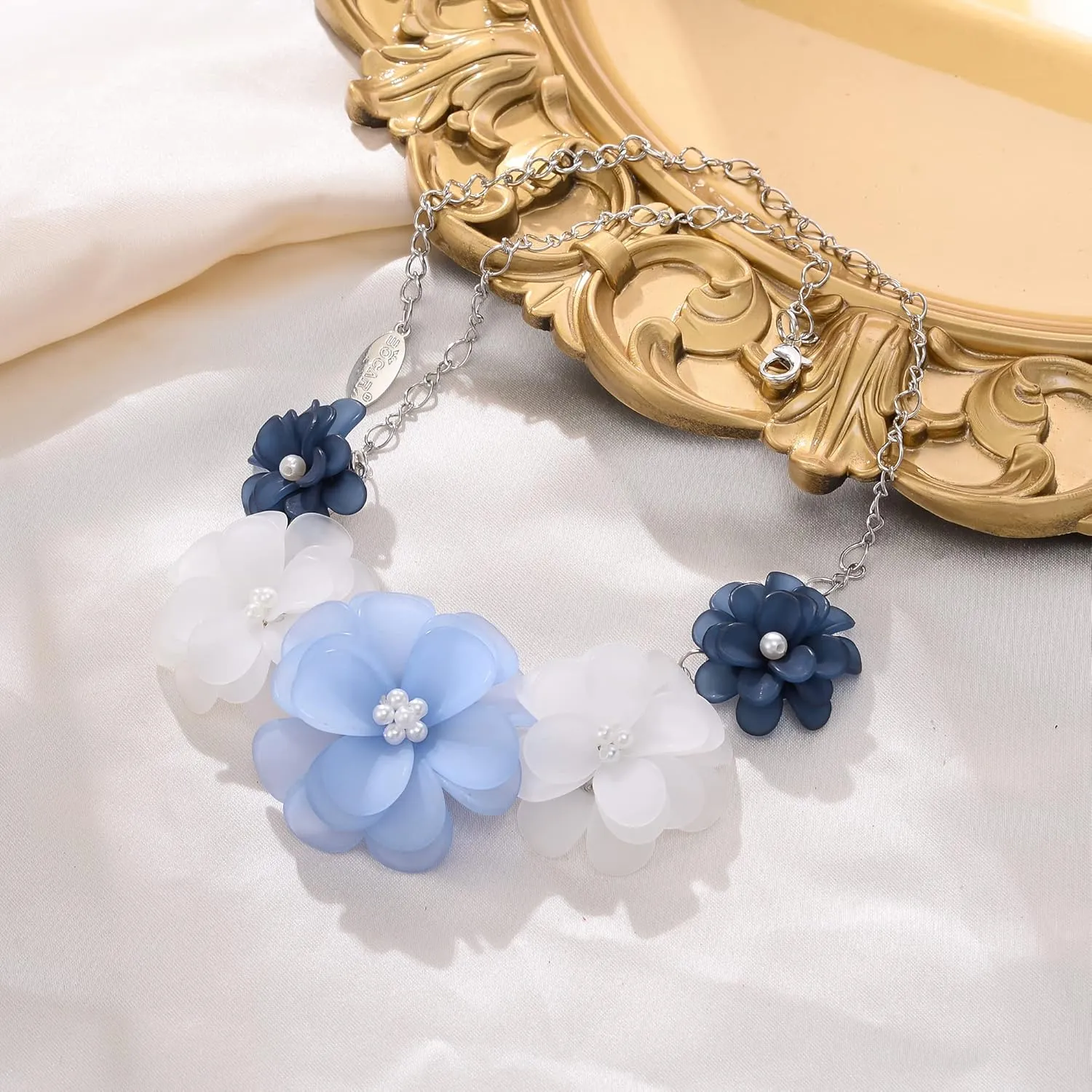 Flyonce Flower Collar Necklace, Floral Flowers Statement Summer Beach Chokers Necklaces for Women