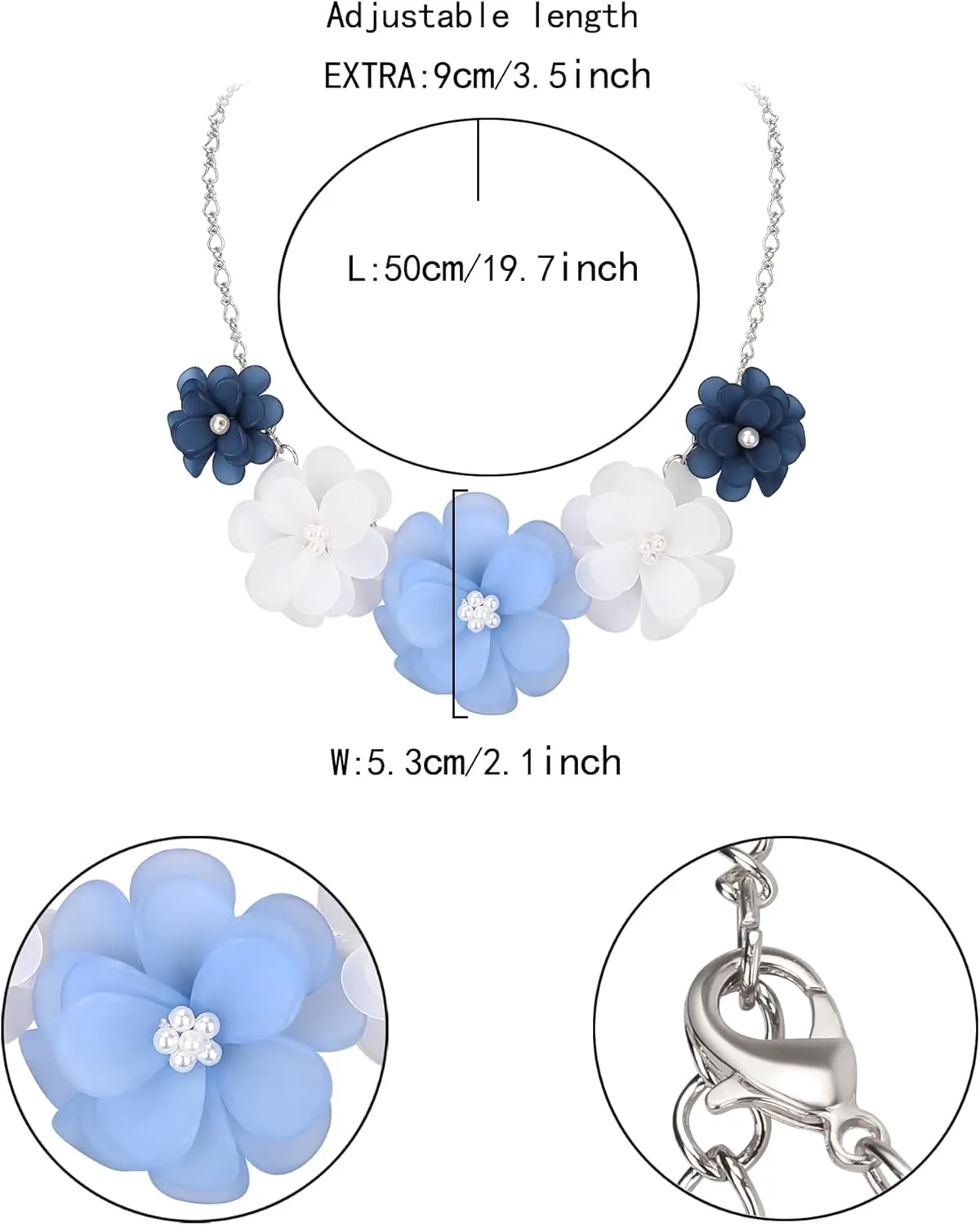 Flyonce Flower Collar Necklace, Floral Flowers Statement Summer Beach Chokers Necklaces for Women