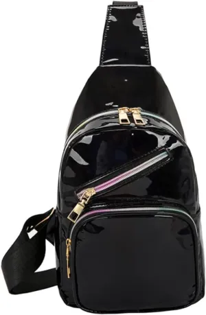 FRCOLOR Fashion Waist Bag Iridescent Crossbody Bag for Outdoor Activities Travel Sports Hiking and Beach Shiny Holographic Design Casual Unisex Waist Pack
