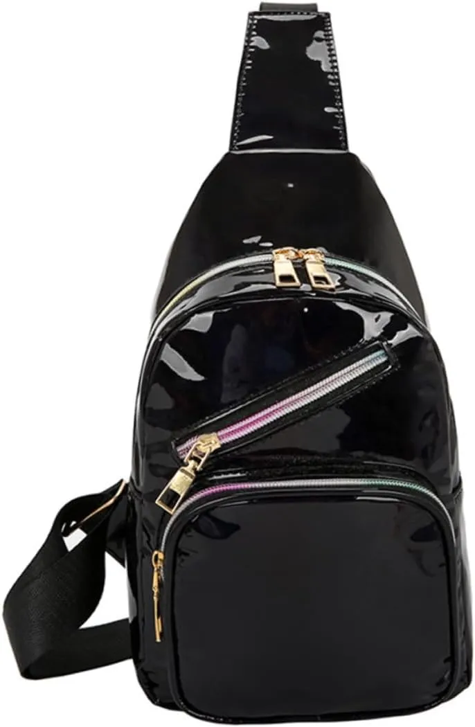 FRCOLOR Fashion Waist Bag Iridescent Crossbody Bag for Outdoor Activities Travel Sports Hiking and Beach Shiny Holographic Design Casual Unisex Waist Pack
