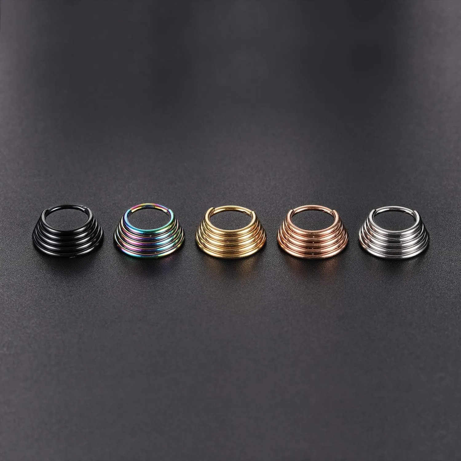 FUNLMO 18G 16G Septum Jewelry Triple Stacked Septum Nose Ring Surgical Steel Daith Conch Helix Cartilage Lobe Piercing Jewelry