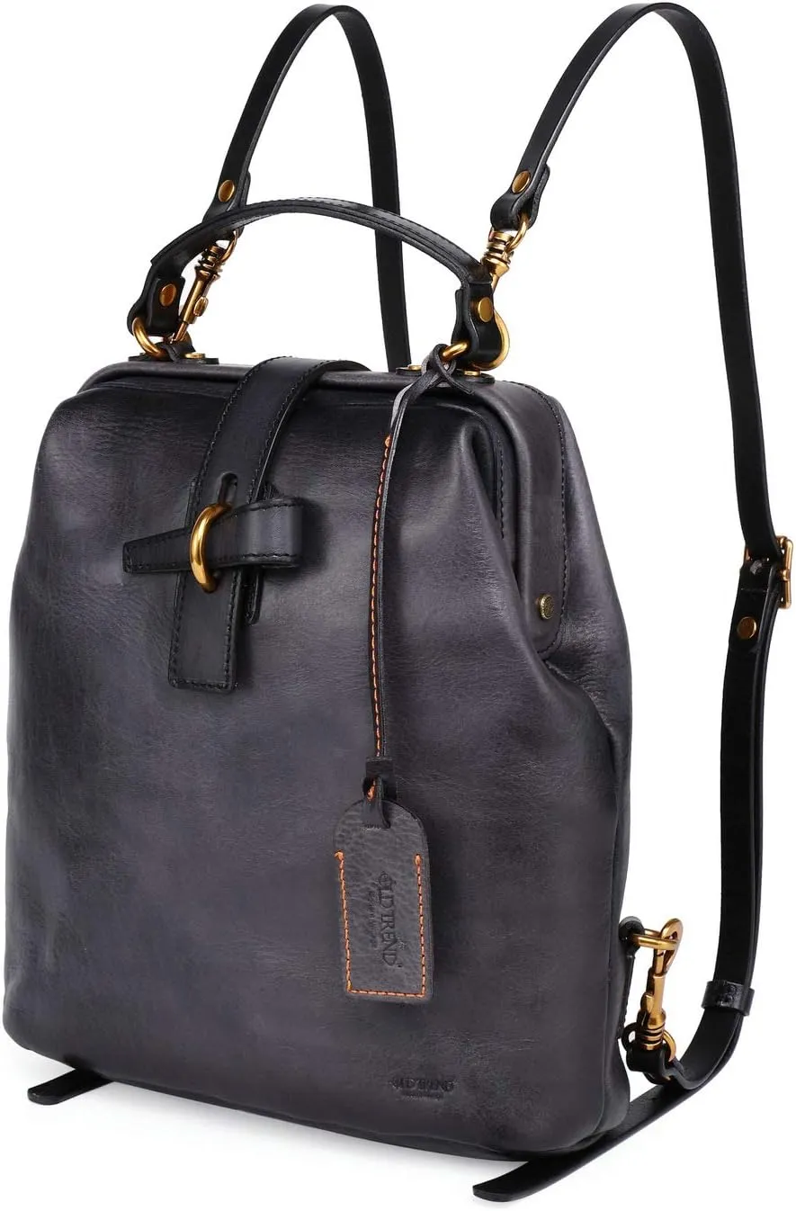 Genuine Leather Backpack Shoulder Bag Purse For Women Travel Backpack (Grey)