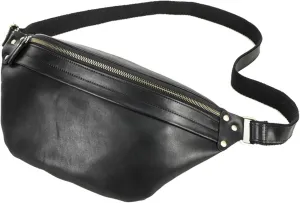 Genuine Leather Waist Bag for Men Vintage Large Capacity Multi-Functional Fanny Pack, Adjustable Belt Bag, Crossbody Chest Bag for Travel Cycling (Black)