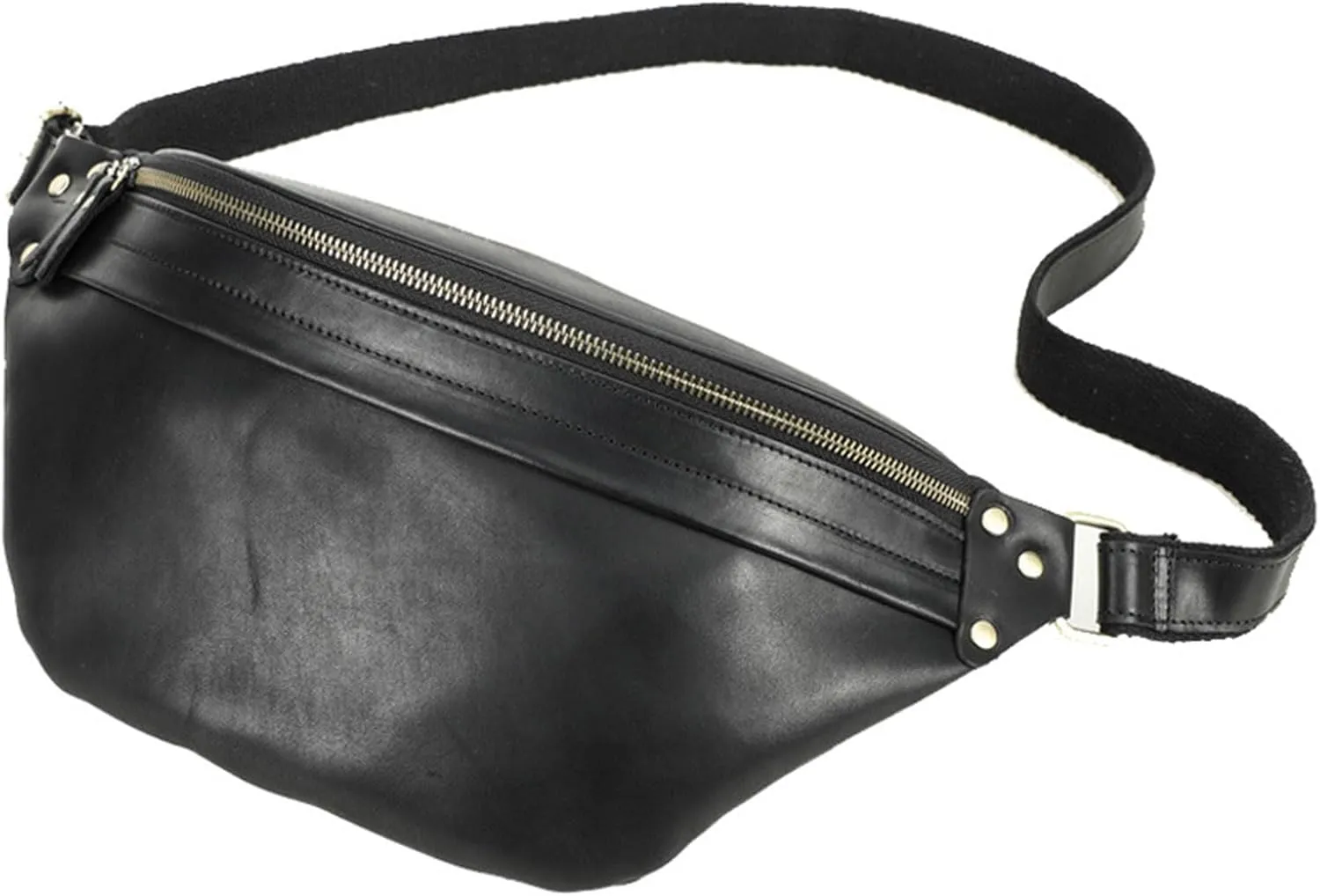 Genuine Leather Waist Bag for Men Vintage Large Capacity Multi-Functional Fanny Pack, Adjustable Belt Bag, Crossbody Chest Bag for Travel Cycling (Black)