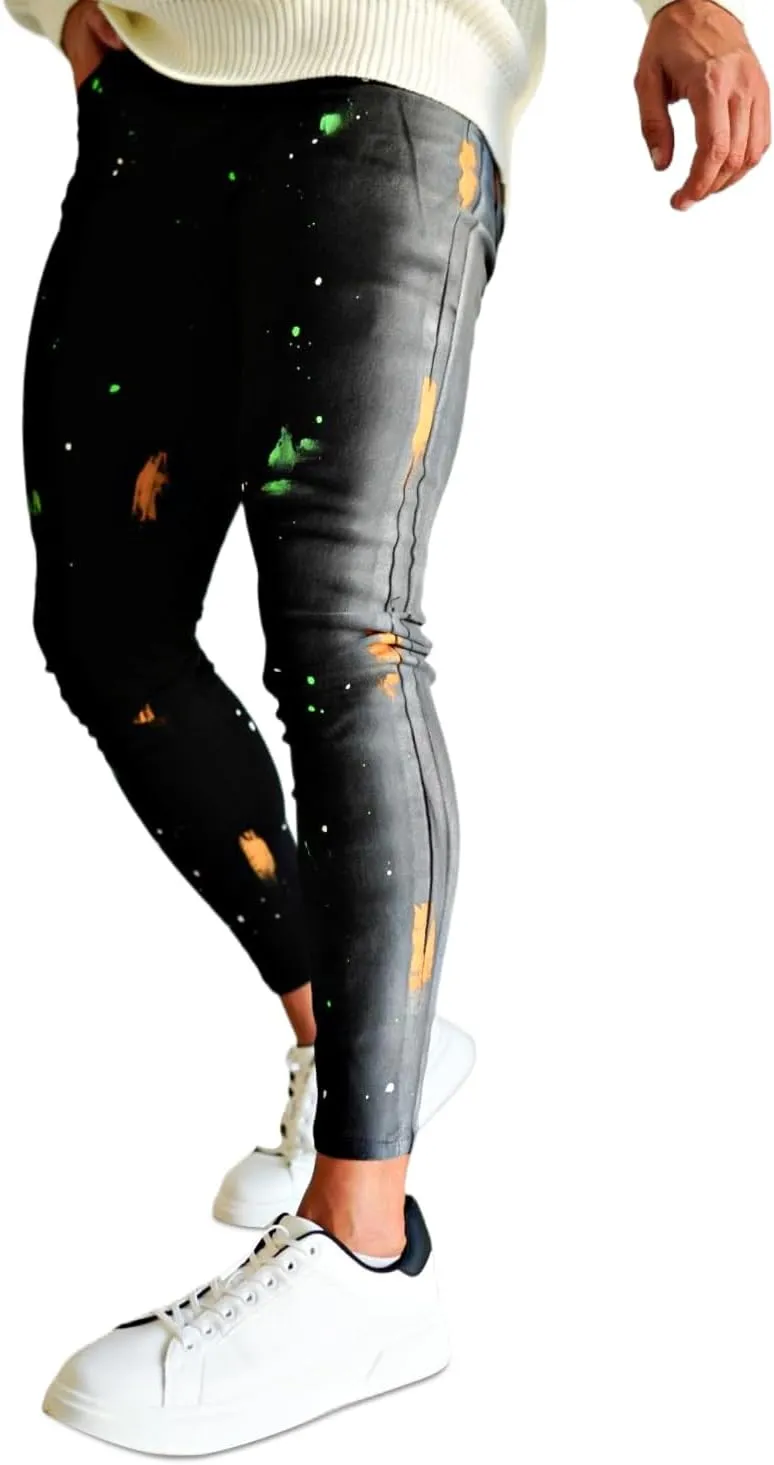 GINGTTO Men's Ripped Jeans Stretch Skinny Denim Pants for Men Tapered Leg