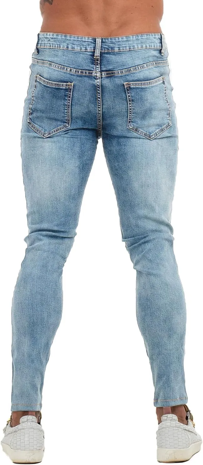 GINGTTO Men's Ripped Jeans Stretch Skinny Denim Pants for Men Tapered Leg