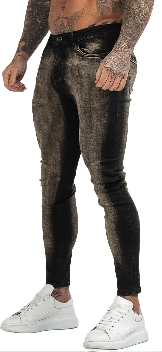 GINGTTO Men's Ripped Jeans Stretch Skinny Denim Pants for Men Tapered Leg