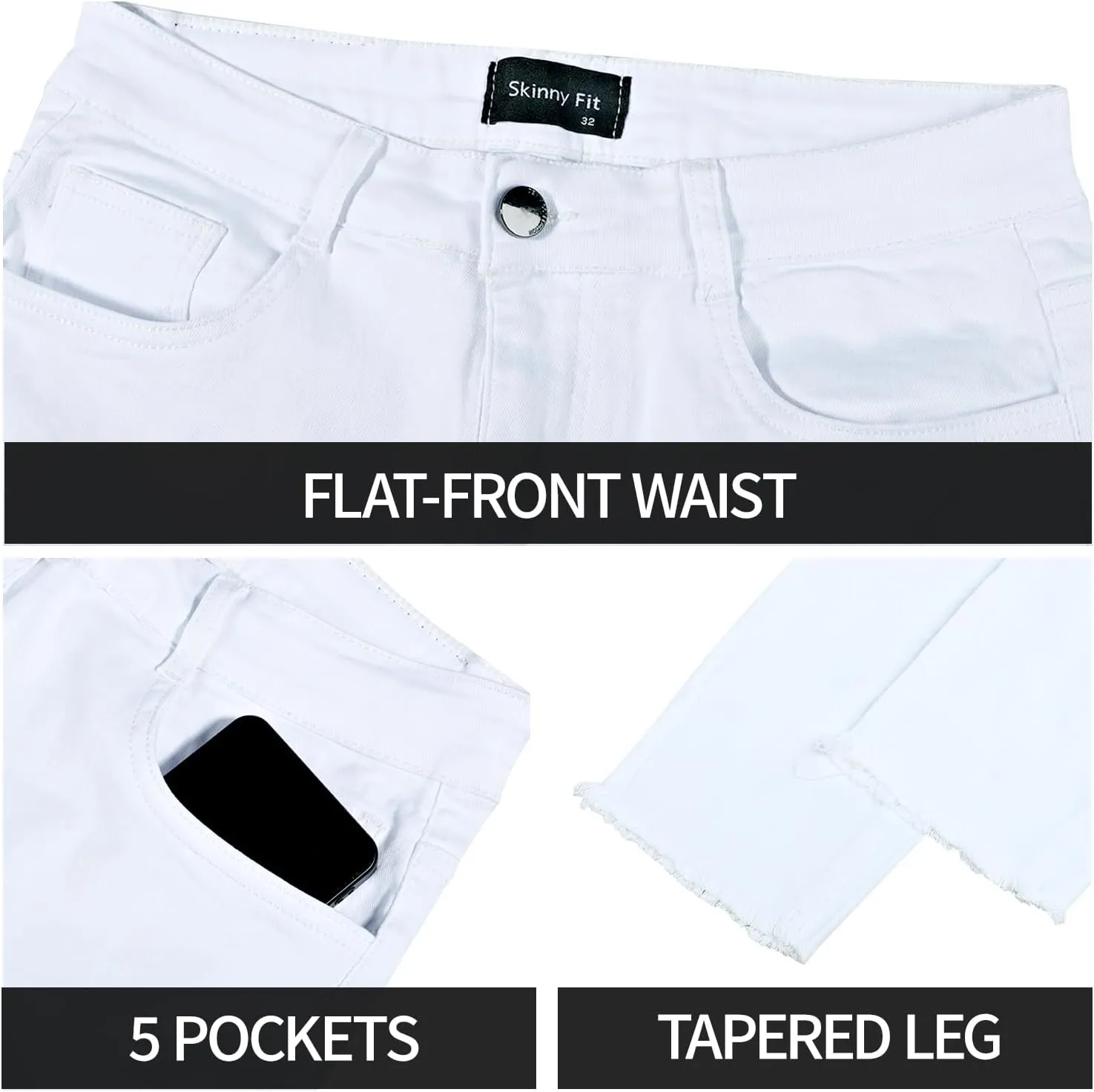 GINGTTO Men's Ripped Jeans Stretch Skinny Denim Pants for Men Tapered Leg