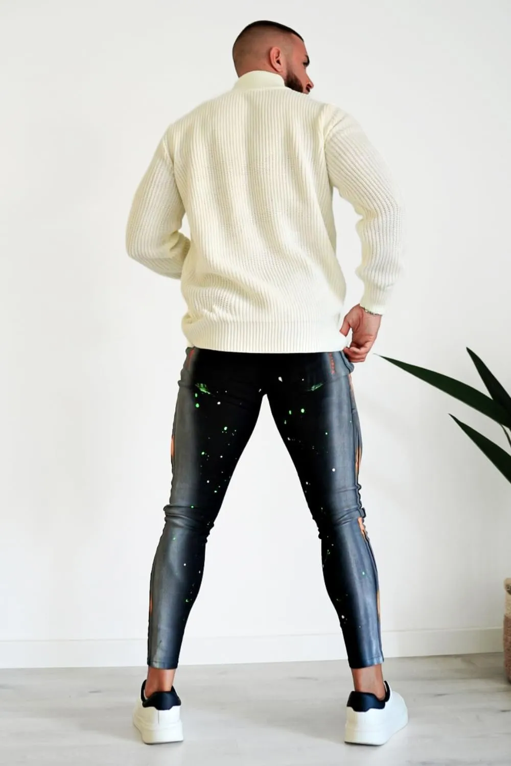 GINGTTO Men's Ripped Jeans Stretch Skinny Denim Pants for Men Tapered Leg