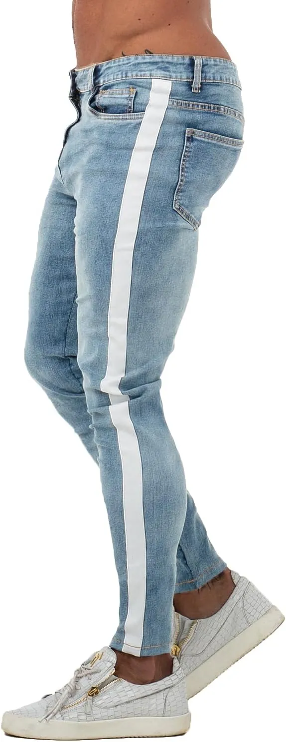 GINGTTO Men's Ripped Jeans Stretch Skinny Denim Pants for Men Tapered Leg