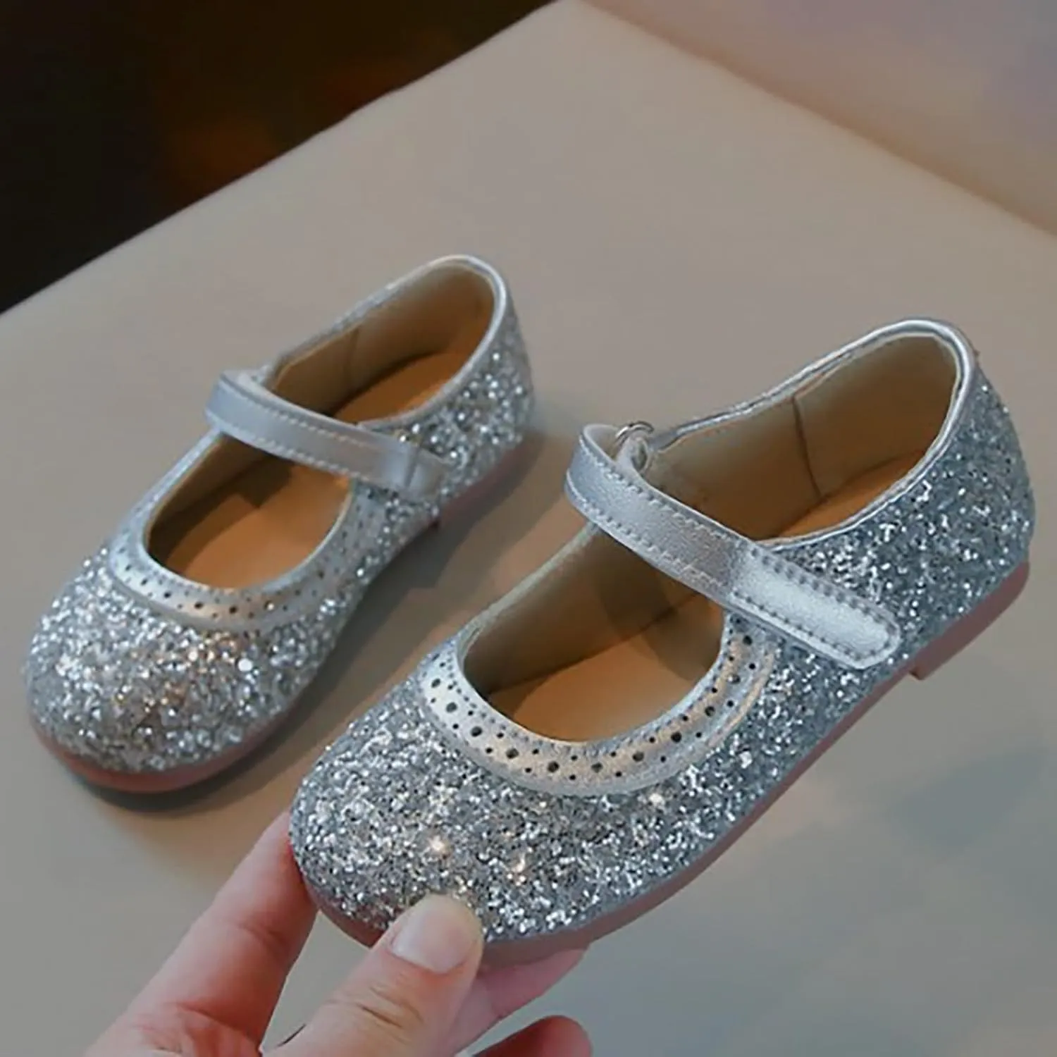Girls Sequins Sandals Kids Summer Dress Dance Shoes Baby Toddler ??ow Heel Soft Sole Loafers Casual Comfy Trendy Shoes