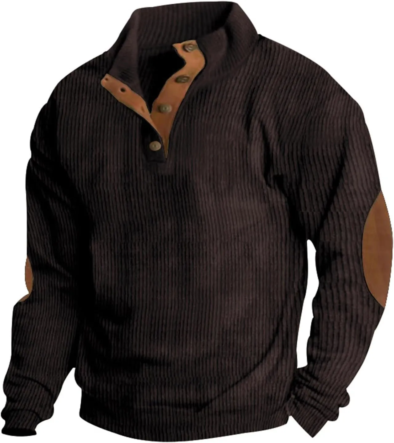 GOFULY Men'S Quilted Fall Sweatshirt Corduroy Henley Butto Down Jacket Casual Stand Collar Pullover Long Sleeve 2024 Sweaters