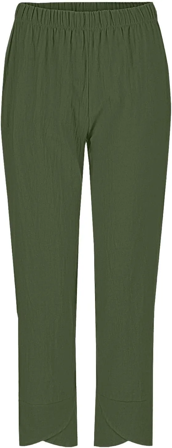 GOFULY Pants for Women 2025 Beach Elastic Waist Sumemr Pants Straight Wide Leg High Waisted with Pockets Vacation Trousers