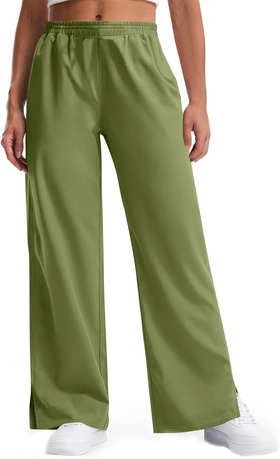 GOFULY Pants for Women Trendy Straight Wide Leg High Waisted Sumemr Pants Elastic Waist Drawstring 2025 Trousers with Pockets