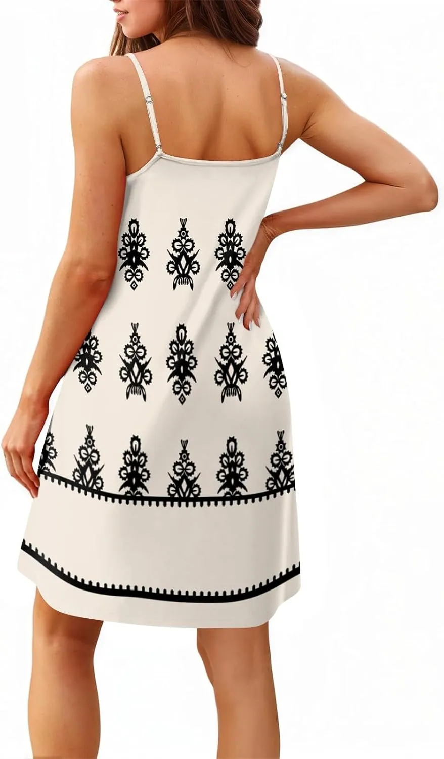 GOFULY Womens Nightgown Adjustable Spaghetti Strap Summer Dresses Floral Print Scoop Neck Sleeveless Sleepwear With Pocket