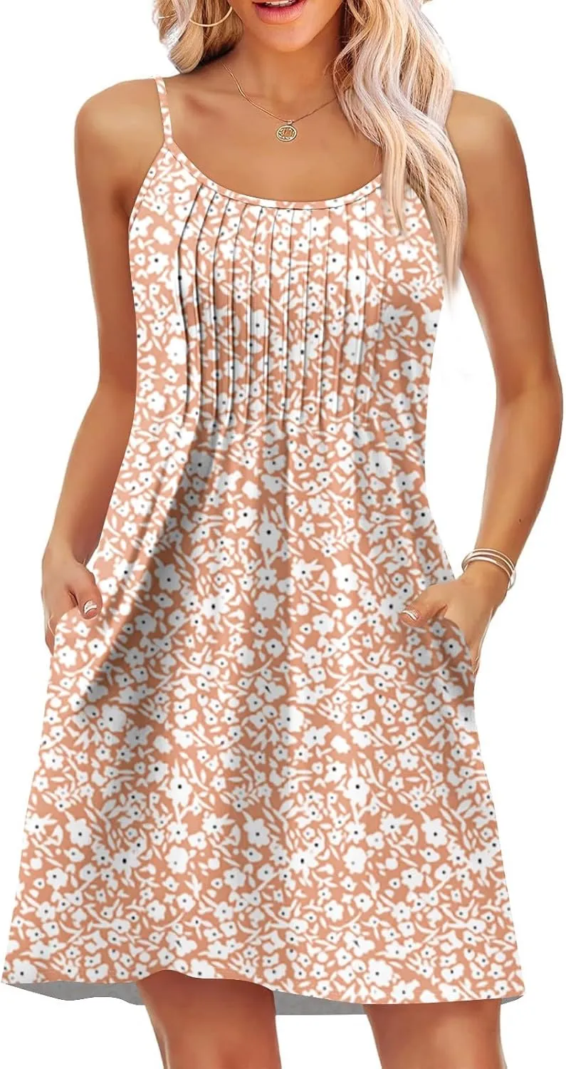 GOFULY Women'S Nightgowns & Sleepshirts Summer Boho Spaghetti Strap Dresses 2025 Trendy Cute Boatneck Sleeveless Nightshirts