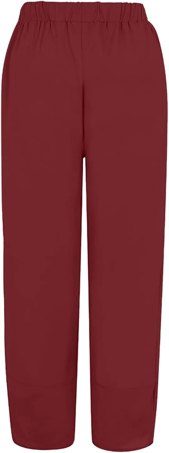 GOFULY Womens Pants Casual Dressy Straight Wide Leg High Waisted Pants Trendy Elastic Waist Sumemr 2025 Trousers with Pockets