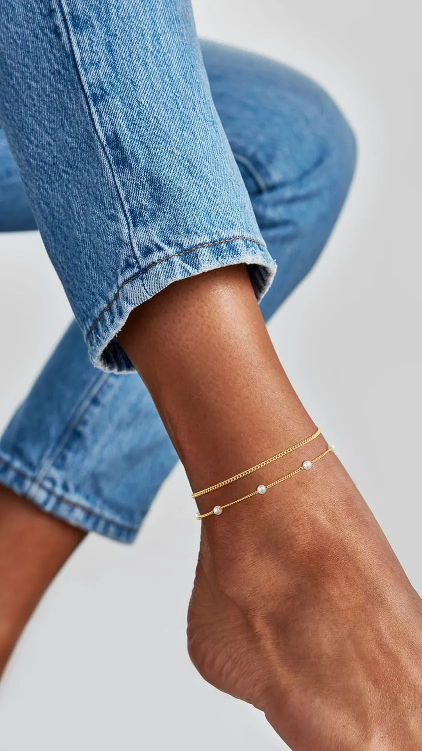 Gold Ankle Bracelets for Women Cuban Link Beach Anklet Layered Ankle Bracelet for Women Dainty Summer Jewelry Ideal Gift