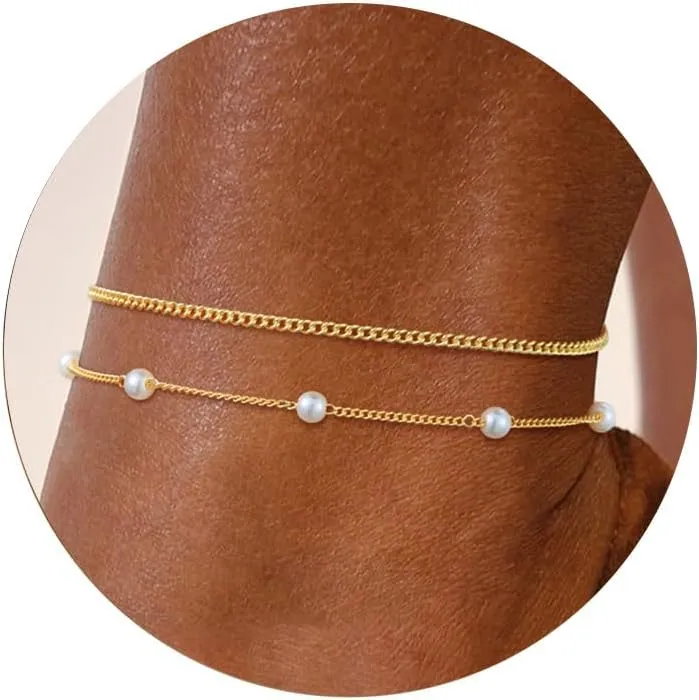 Gold Ankle Bracelets for Women Cuban Link Beach Anklet Layered Ankle Bracelet for Women Dainty Summer Jewelry Ideal Gift