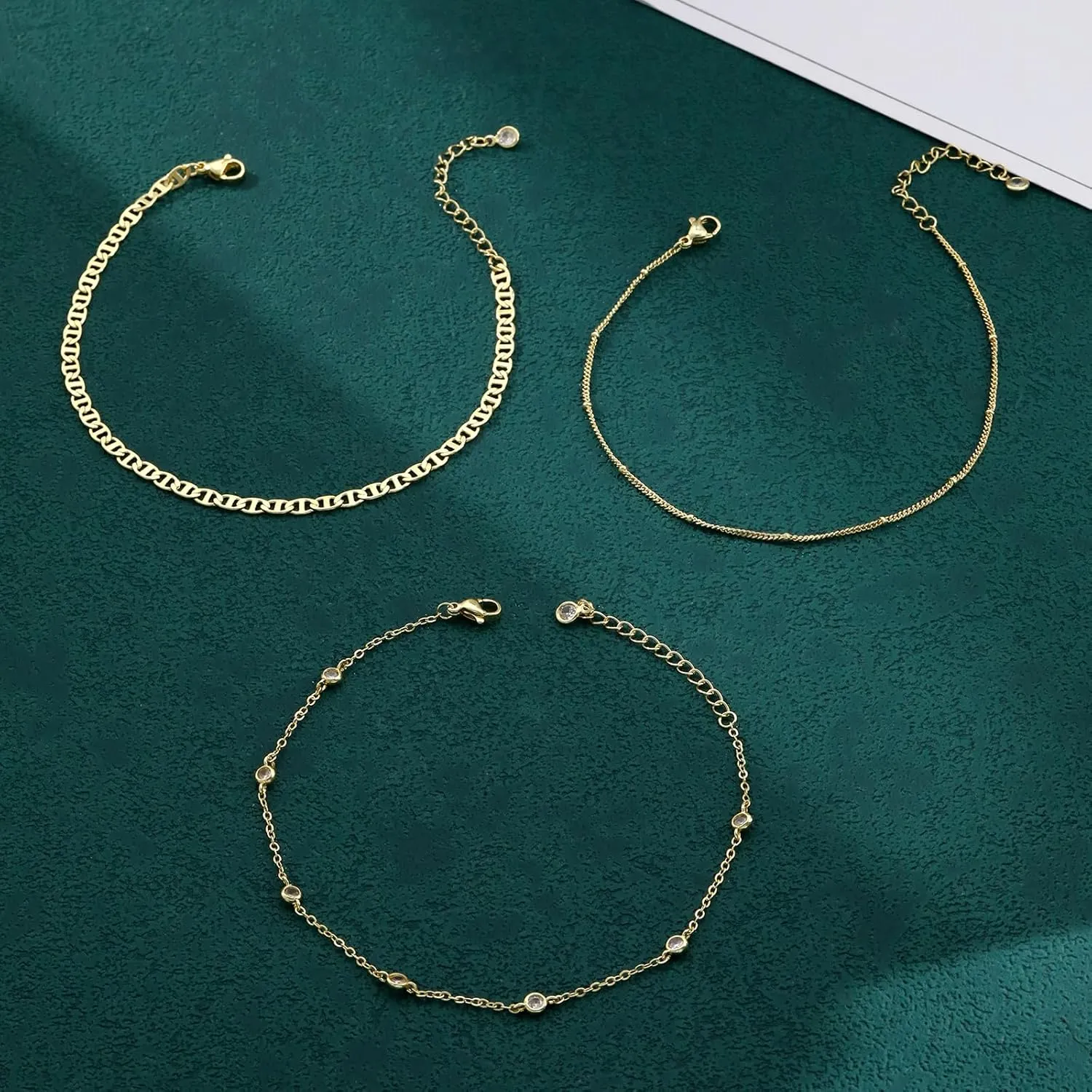 Gold Ankle Bracelets for women,14k Gold/Silver Plated Waterproof Layered lightweight Cuban Link Figaro Chain Heart anklet butterfly anklet Pearl Ankle Bracelets Set Gold Anklets for women Trendy Jewelry Gift for Women