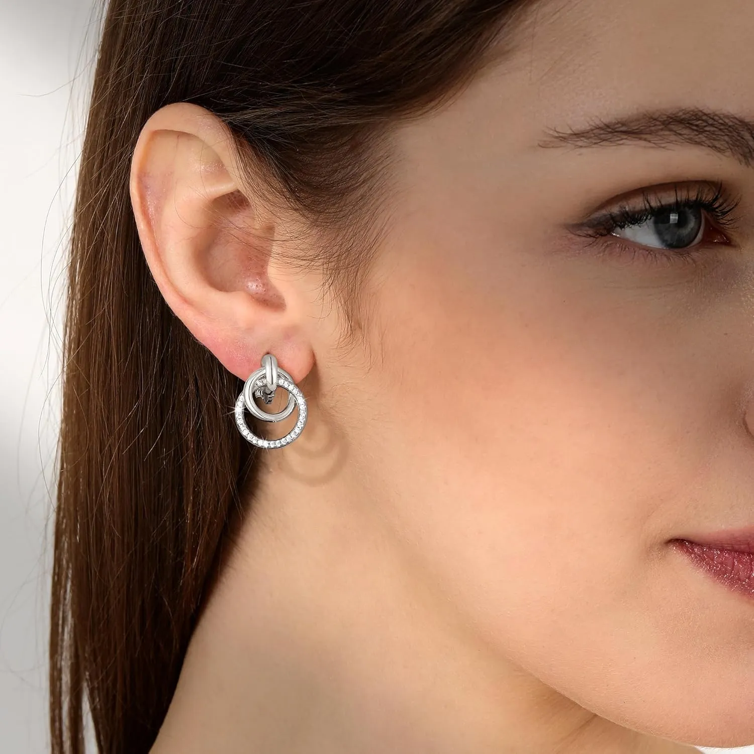 Gold Chunky Clip On Earrings for Women 14k Gold Knot Link Clip Earrings Silver Rhinestone Hoop Clip On Earrings Jewelry for Women